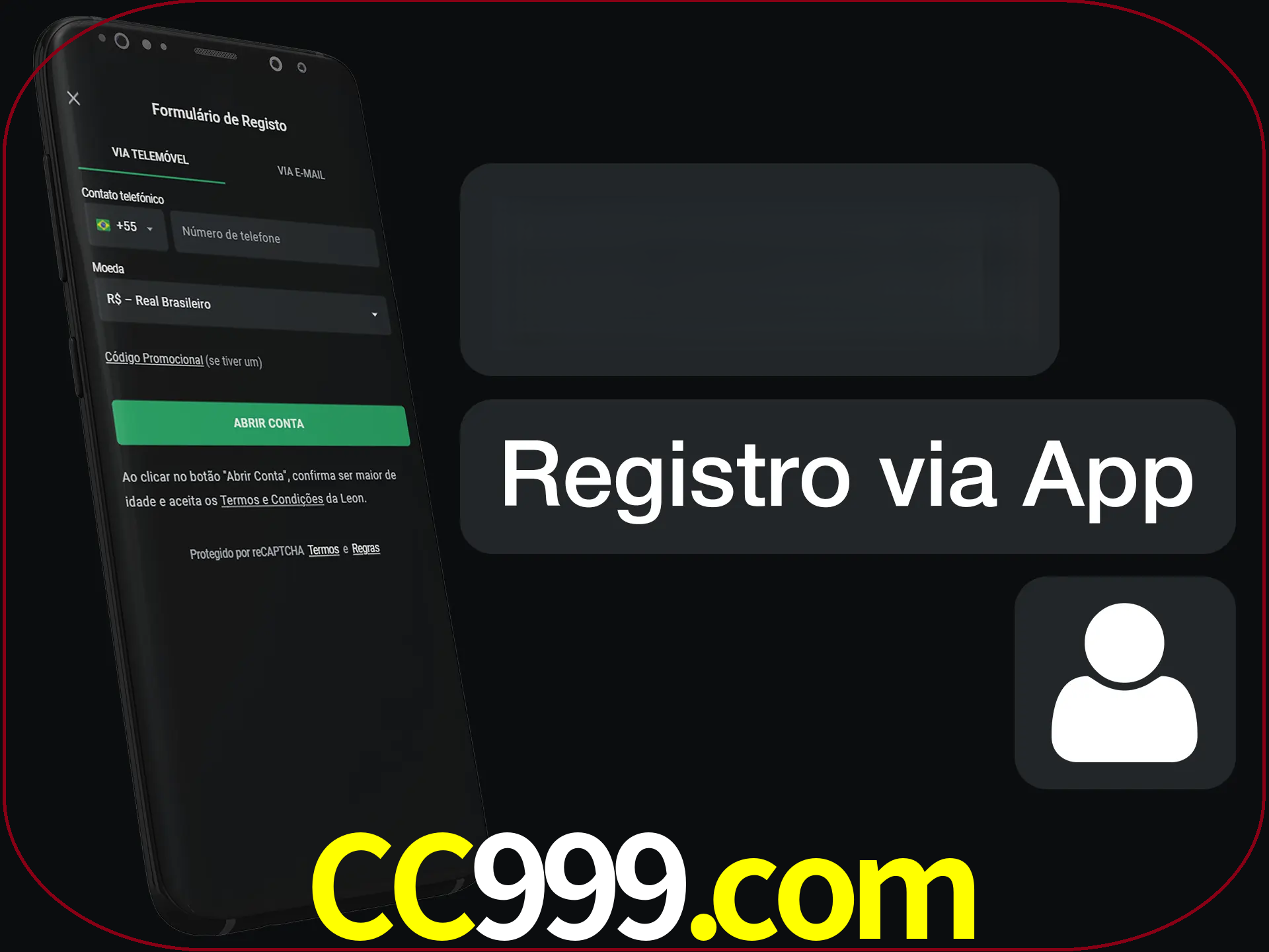 Registre-se com duas etapas usando o aplicativo.