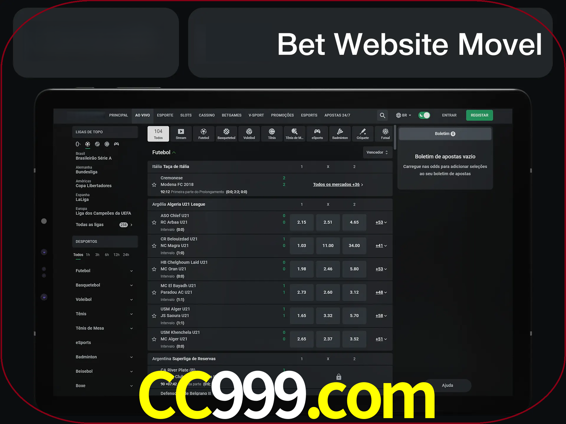 Use nosso website em qualquer dispositivo.