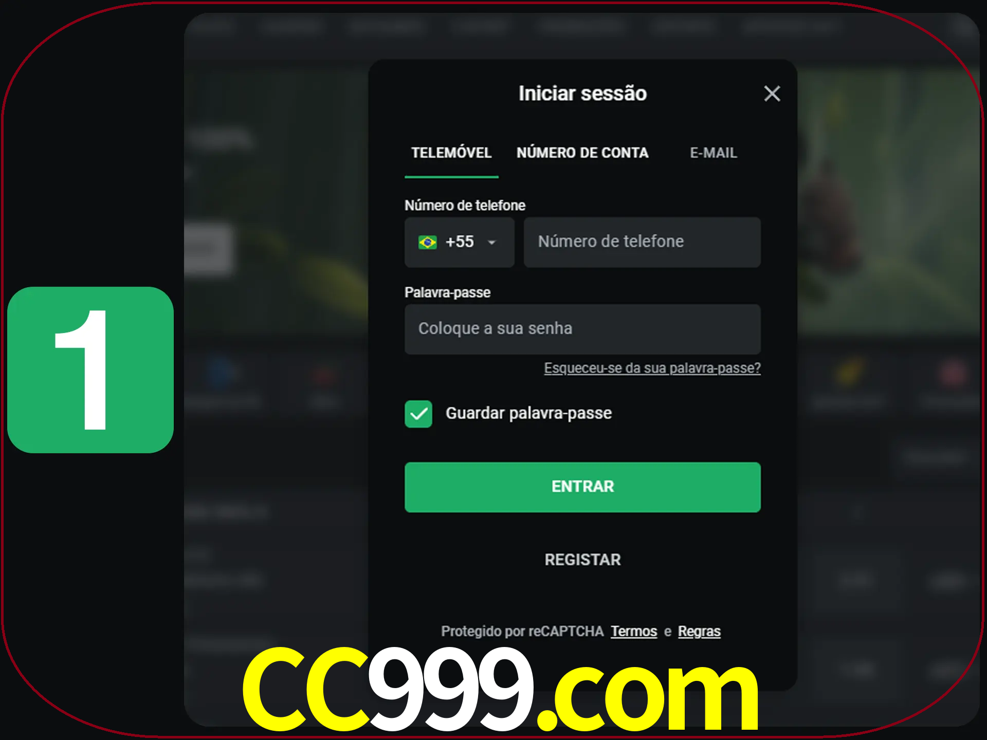 Clique no botão Entrar.